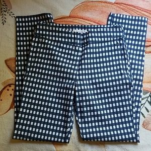 Checked navy blue and white pants